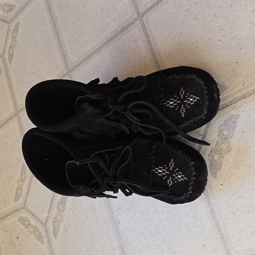Black Moccasin Ankle Boots